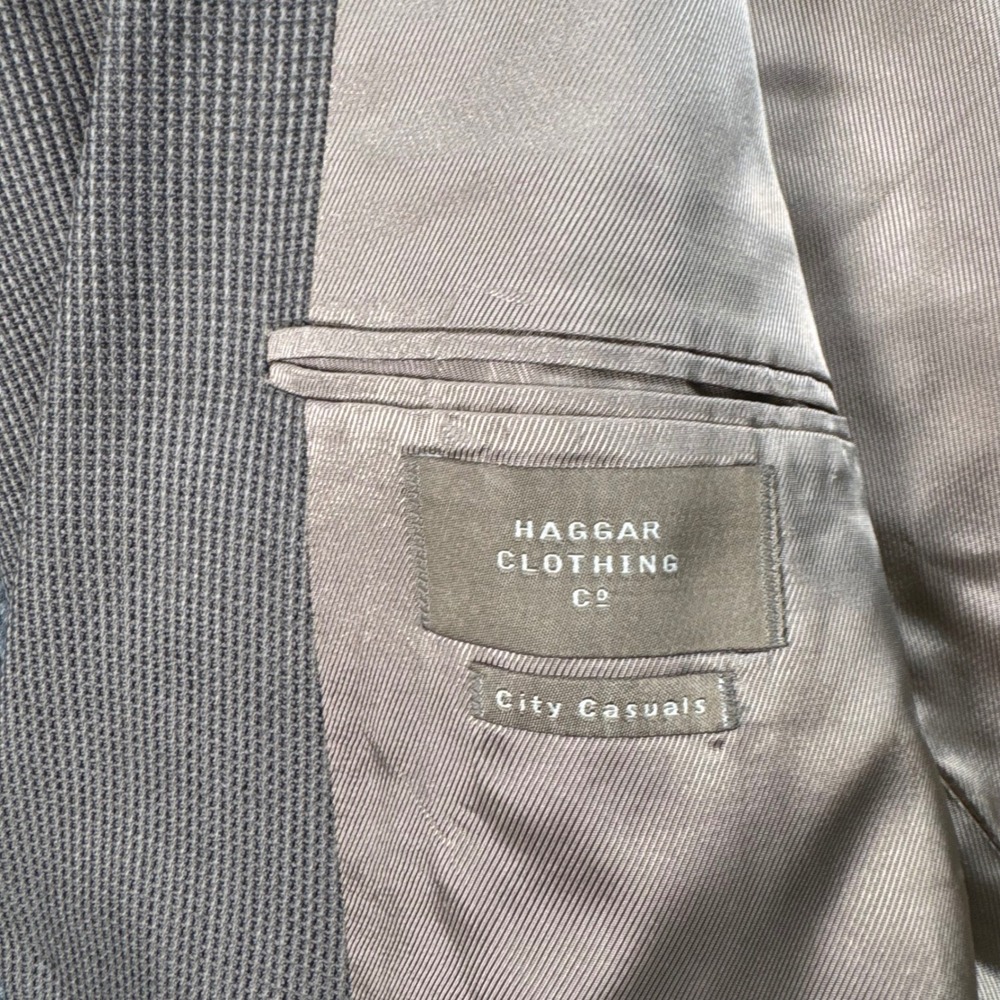 VTG Haggar City Casuals Blazer 46R Brown Micro Check Old Money Sport Coat USA - Picture 4 of 13